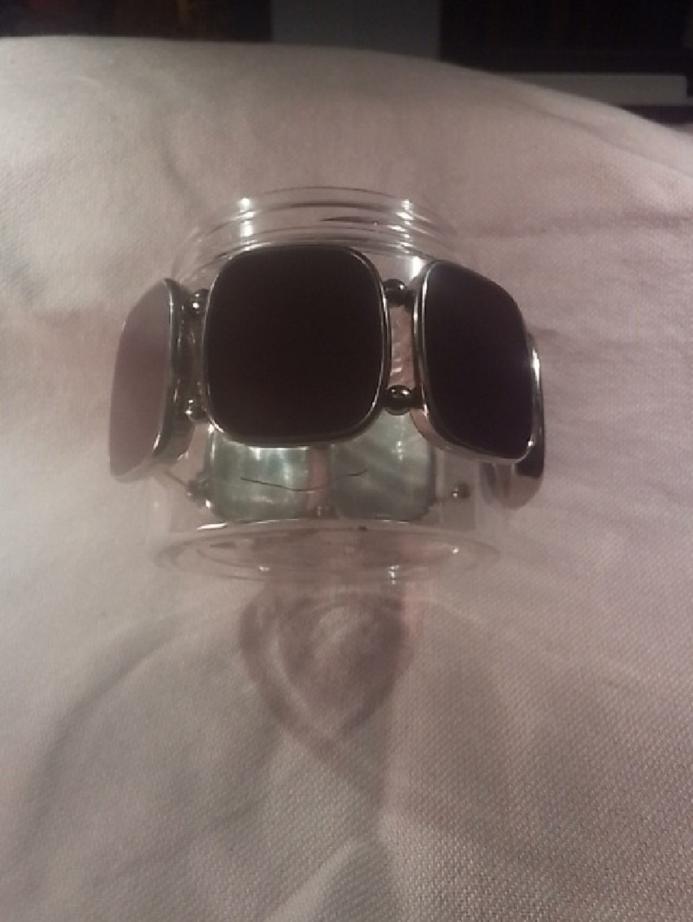 Burgandy and Silver Statement Stretch Bracelet